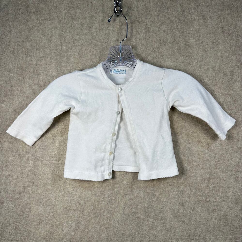 Feltman Brothers White Knit Baby Cardigan Sweater Vintage Size 12M EUC